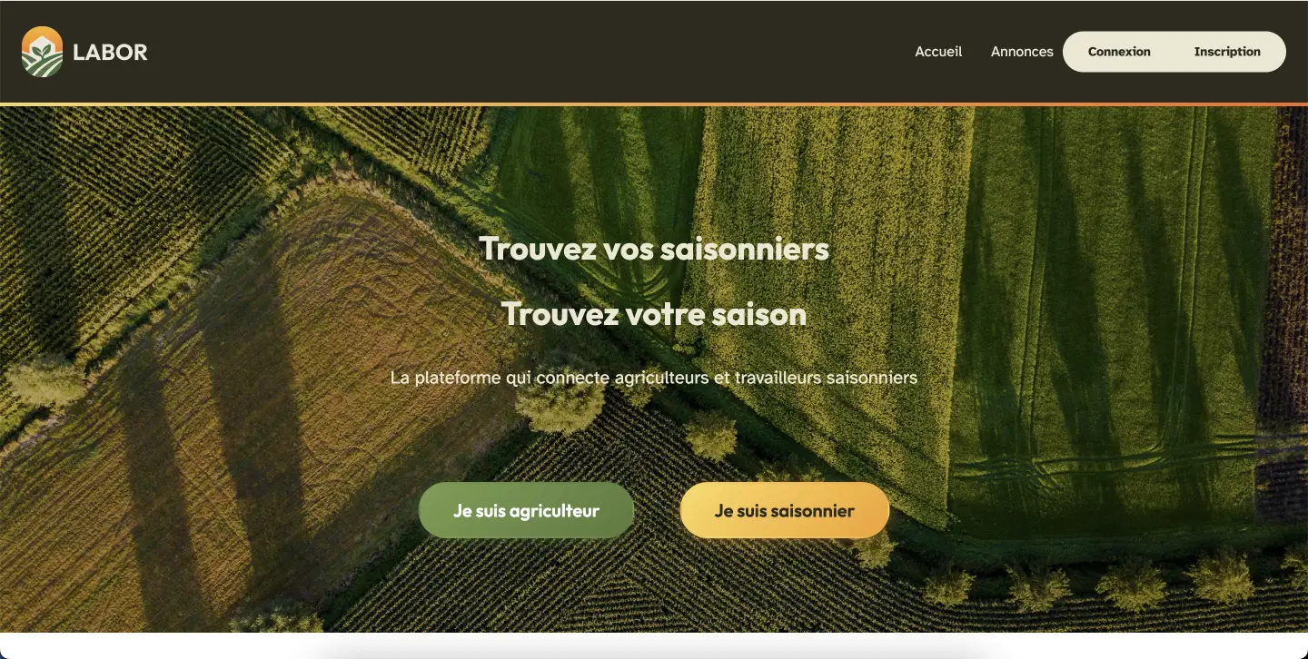 Capture de la plateforme Labor